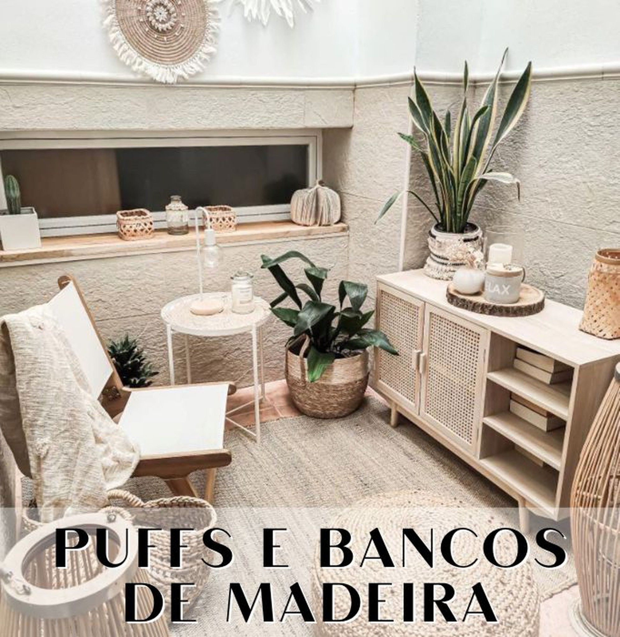 Puffs e bancos de madeira ao melhor preço