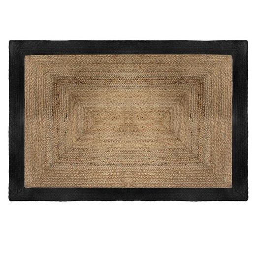 Tapis en jute et coton à bords noirs 120x170 cm