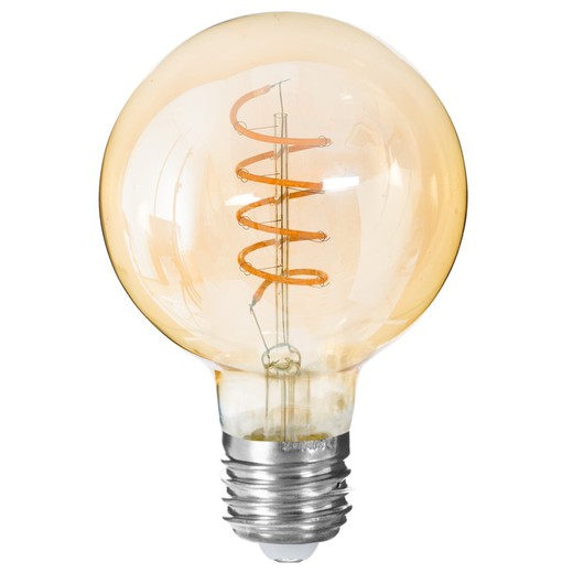 Lampadina LED globo spirale filamento ambra D.11 cm