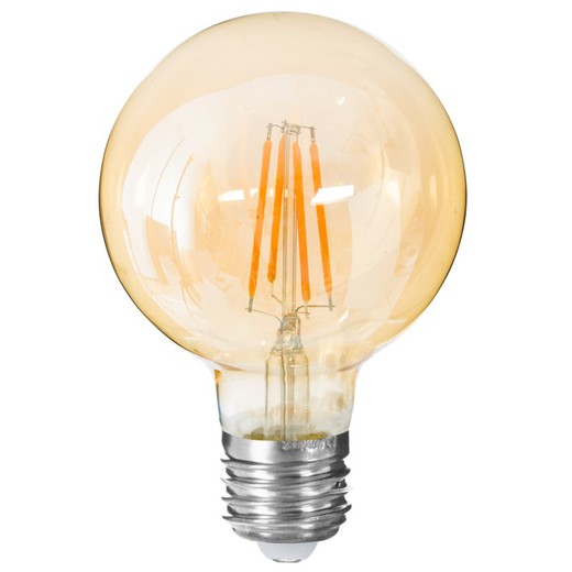 Globe-LED-Glühbirne mit geradem Glühfaden, bernsteinfarben, D. 11 cm