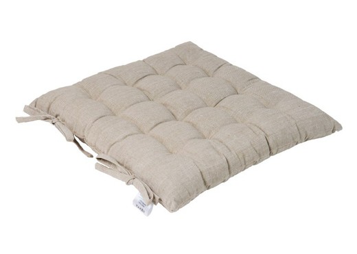 Cuscino per sedia in chambray beige, 45x45 cm
