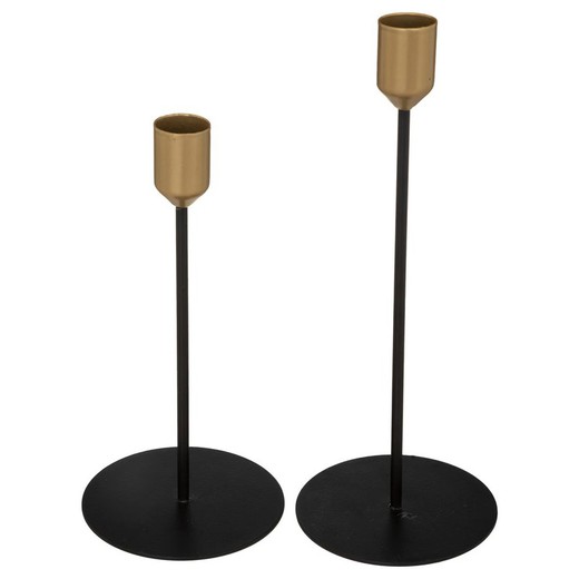 Set di 2 candelabri in metallo Altezza 23 e 18 cm