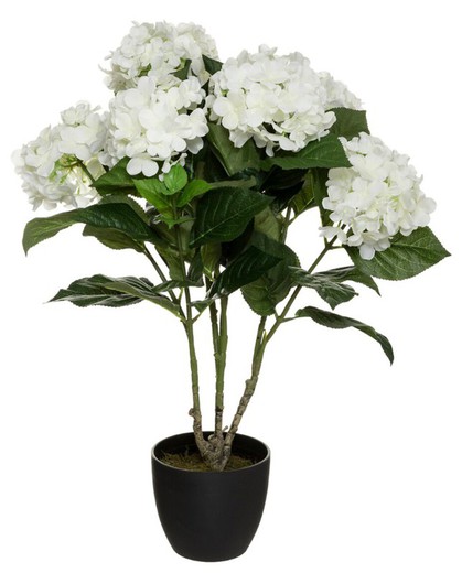 Hortensia artificial con maceta de cemento. Altura 60 cm