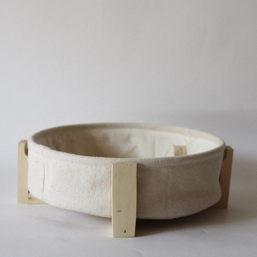 Panera de algodon con base de madera natural de diametro 20 cm