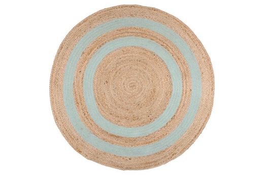 Alfombra de yute y algodón Tahiti Aqua D 90 cm