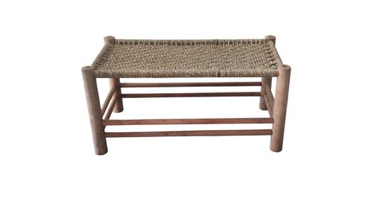 Banco de decoración de Madera de mango con asiento de mimbre Calima de 90X45X45 para interior y exterior