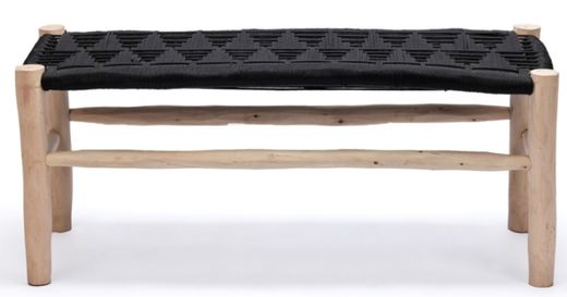 Banco de madera y cuerda Boulemane 100x40x40cm