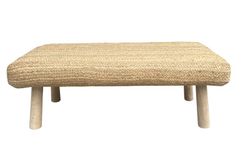 Banco long island 90x40x40 cm, realizado artesanalmente con madera de mango y yute trenzado.