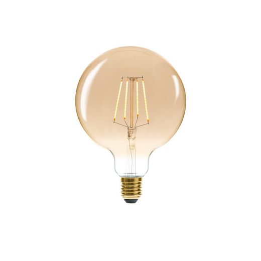 Bombilla LED ámbar filamento recto Globe D.13 cm