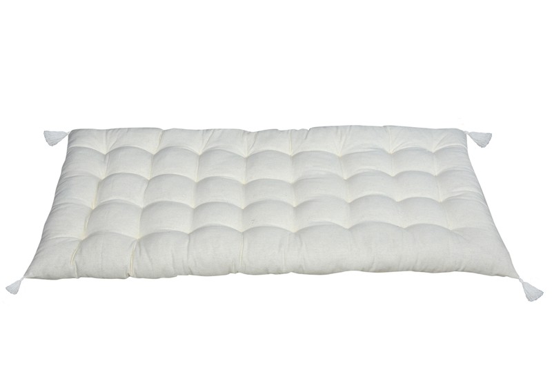 Cuscino panca 90x40 cm 100% cotone con nappe ai 4 angoli. Disponibile in  ecrù e grigio. — Cuscini da giardino