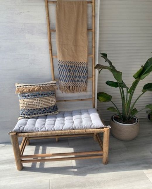 Coussin de banc avec pompons 90x40 cm