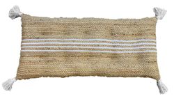 Jute-Bankkissen mit weißen Baumwollstreifen 90x40 cm