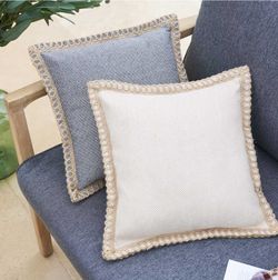 Overlock-Outdoor-Kissen 40x40 cm beige