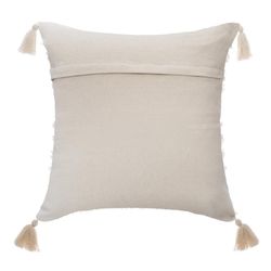 Cuscino jacquard lucido nei toni del beige e 4 pompon 45X45 cm