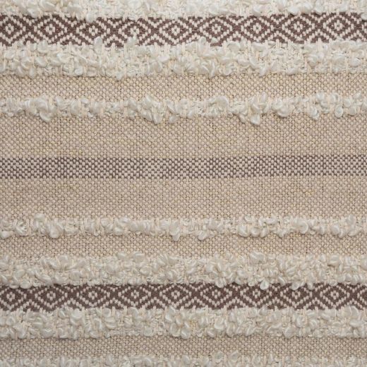 Cuscino jacquard lucido nei toni del beige e 4 pompon 45X45 cm