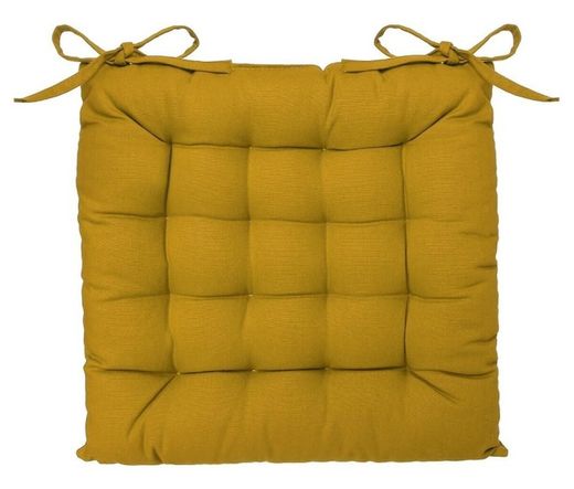 Cojin de silla ocre con lazos 38X38 cm