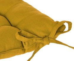 Ockerfarbenes Stuhlkissen mit Bändern, 38 x 38 cm