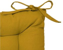 Ockerfarbenes Stuhlkissen mit Bändern, 38 x 38 cm