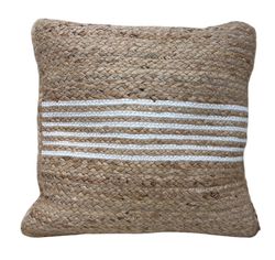Cuscino in juta con strisce bianche 45x45 cm