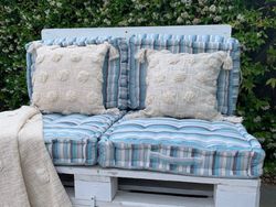 Coussin de palette rayures bleues 60x80x10