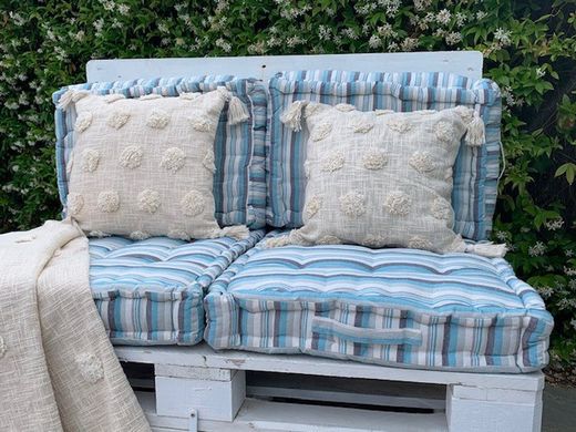 Coussin de palette rayures bleues 60x80x10