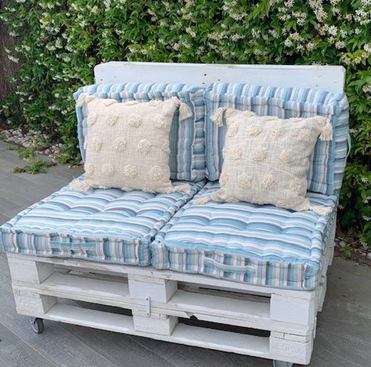 Coussin de palette rayures bleues 60x80x10