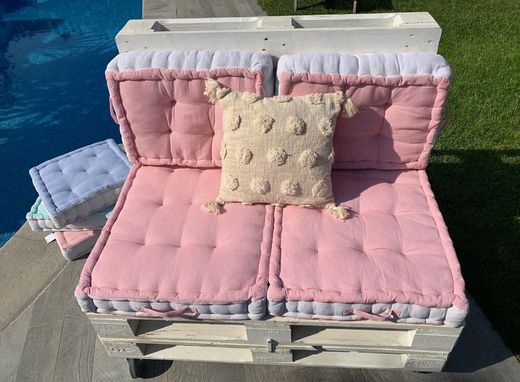 Coussin de pallette waffle corail 60x80x10