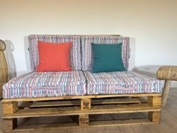 Packung mit 2 Rückenlehnen und 2 Multistripe-Palettensitzen