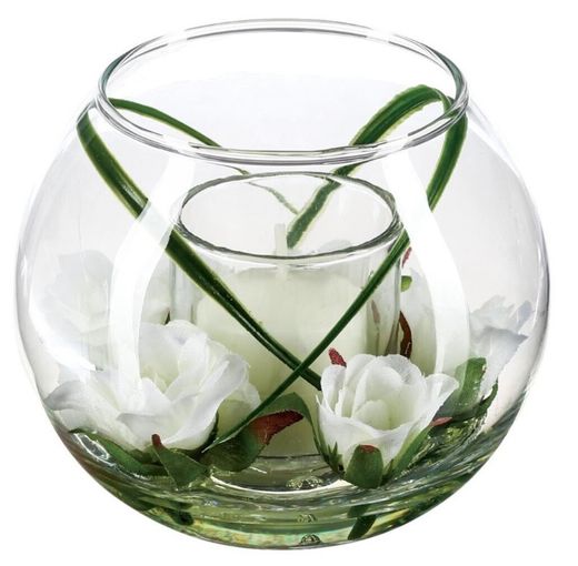 Composition florale artificielle avec bougie, hauteur 10 cm