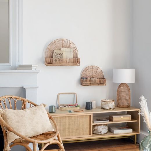 Set di 2 mensole in rattan 48X37 cm e 36X28 cm