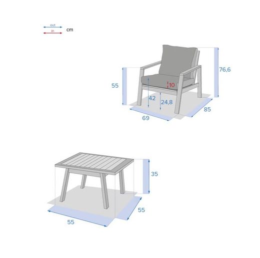 Tiwi Outdoor-Set mit 2 Sesseln und einem Tisch