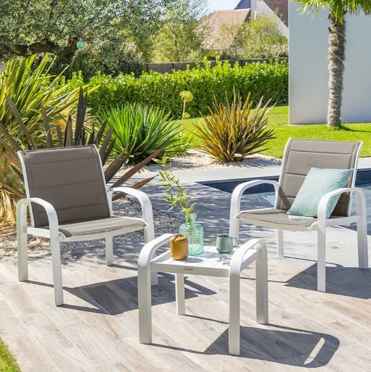 Weißes Outdoor-Wohnzimmerset „Elisa“.