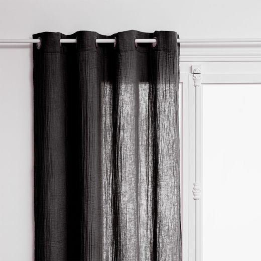 Cortina de gasa de algodón Jamana gris oscuro 130x260 cm