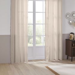 Cortina de lino beige 130x260cm