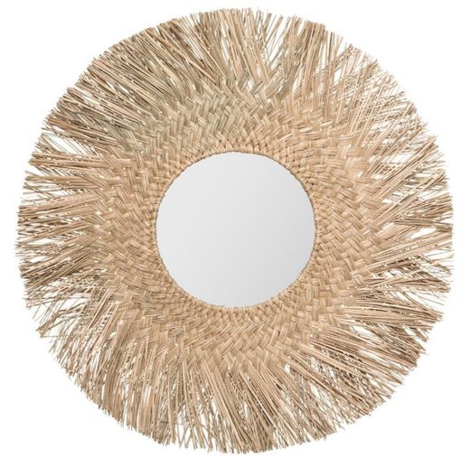 Espejo redondo estilo étnico de fibras naturales 80 cm Ael 80 cm