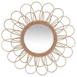 Specchio a forma di fiore in rattan Diam. 56 cm