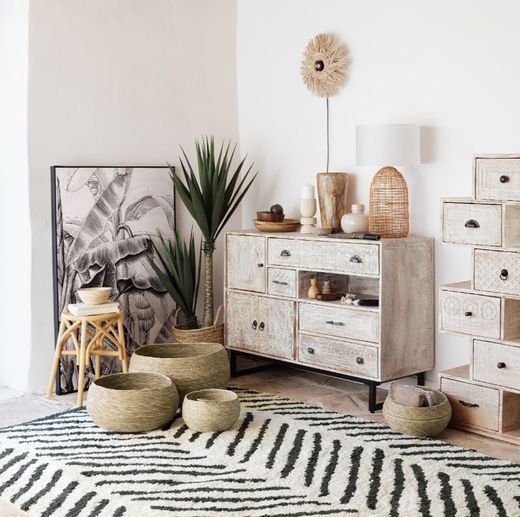 Karla Rattan-Zylinderlampe 56 cm