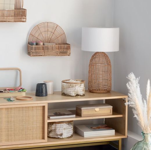 Karla Rattan-Zylinderlampe 56 cm