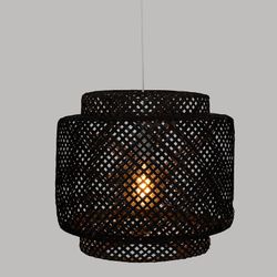 Lampada a sospensione Bamboo nera Diam 40 cm