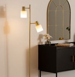 Lampada in metallo dorato altezza 143 cm