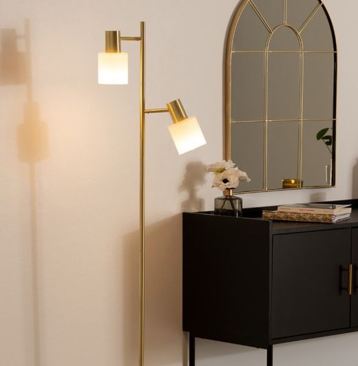 Lampada in metallo dorato altezza 143 cm