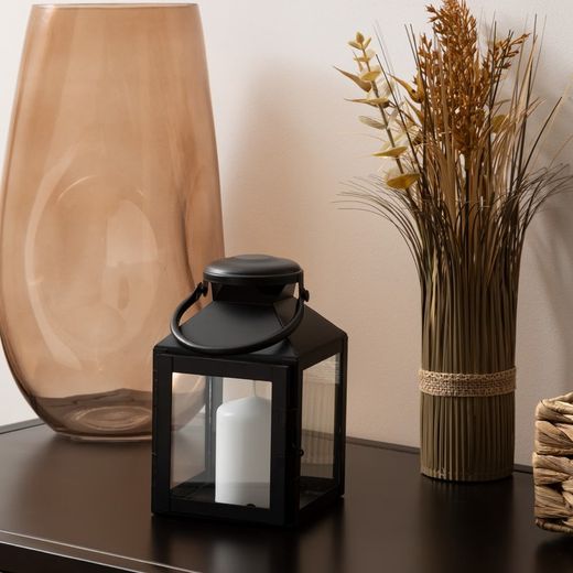 Lanterne en métal noire Haut.17 cm