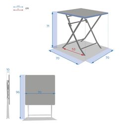 Elfenbeinfarbener 2-Sitzer-Klapptisch 70x70 cm