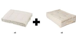 Packung mit 2 Rückenlehnen und 2 Palettensitzen Ecru