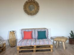 Packung mit 2 Rückenlehnen und 2 Multistripe-Palettensitzen