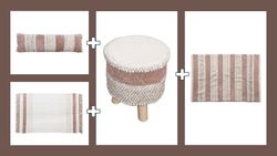 Pack Alhama con sgabello, tappeto, coperta e cuscino