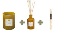 Packung mit Duftkerze und Diffusor „Vanilla Amber“.