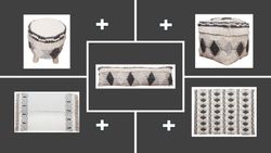 Paris Pack mit Hocker, Pouf, Teppich, Decke und Kissen