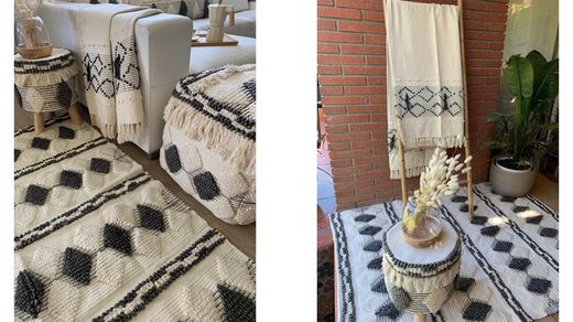 Paris Pack mit Hocker, Pouf, Teppich, Decke und Kissen