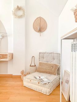 Puff modular 3 en 1 color beige de algodón 100%